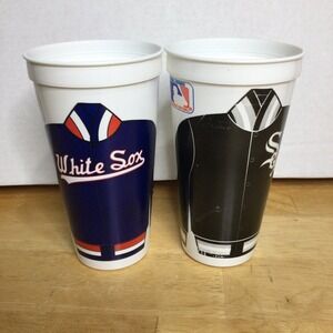 Vintage Lot of 2 MLB Chicago White Sox ICEE Souvenir Cup Cups Old Retro Logo